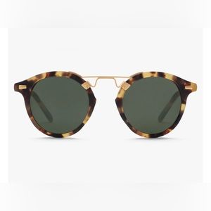 Krewe Eyewear 24K Gold Tortoise Round Unisex Sunglasses